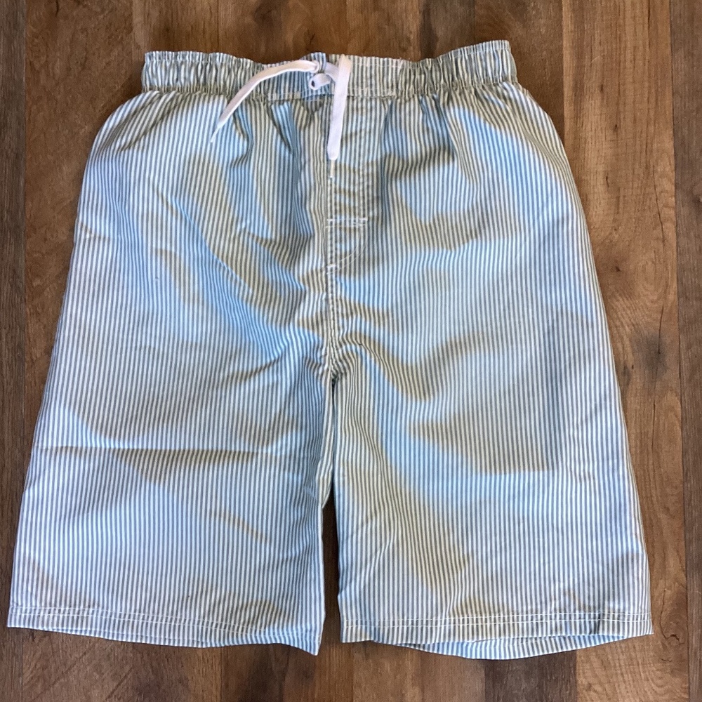 Sunproof by Weatherproof Boys Swim Trunks XL 18-20 Green Striped Stripes